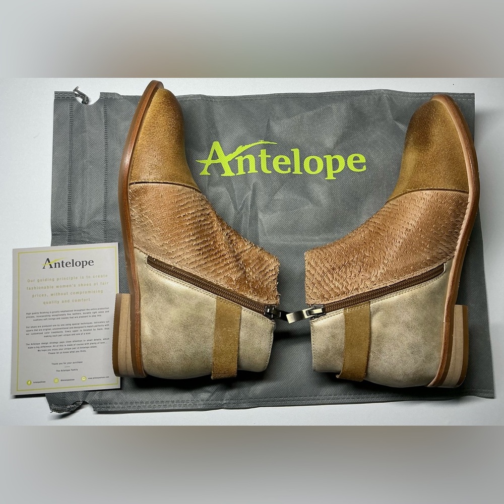 Antelope Comfortable Leather Leslie Ankle Boots Size 38 / US 7.5 NEW - Picture 11 of 11